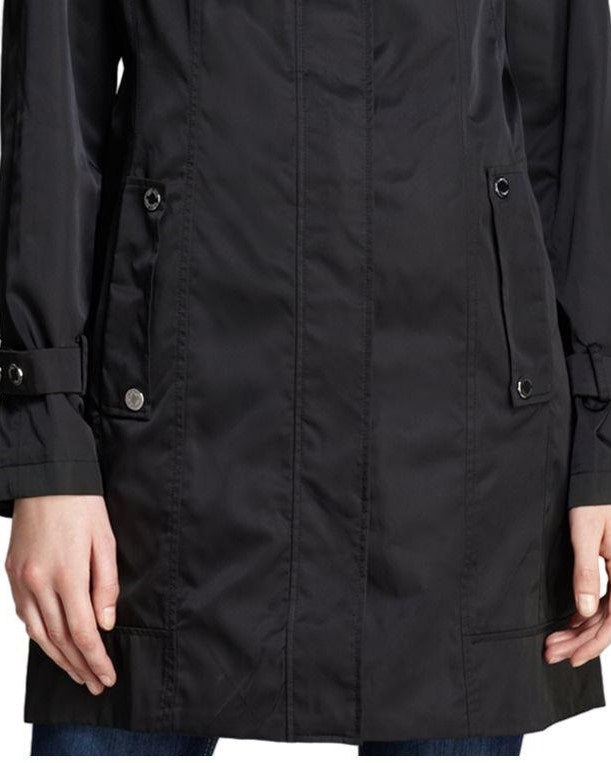 Calvin Klein Anorak feminino com capuz, dobrável, gola alta, resistente a rugas, preto, tamanho X-S