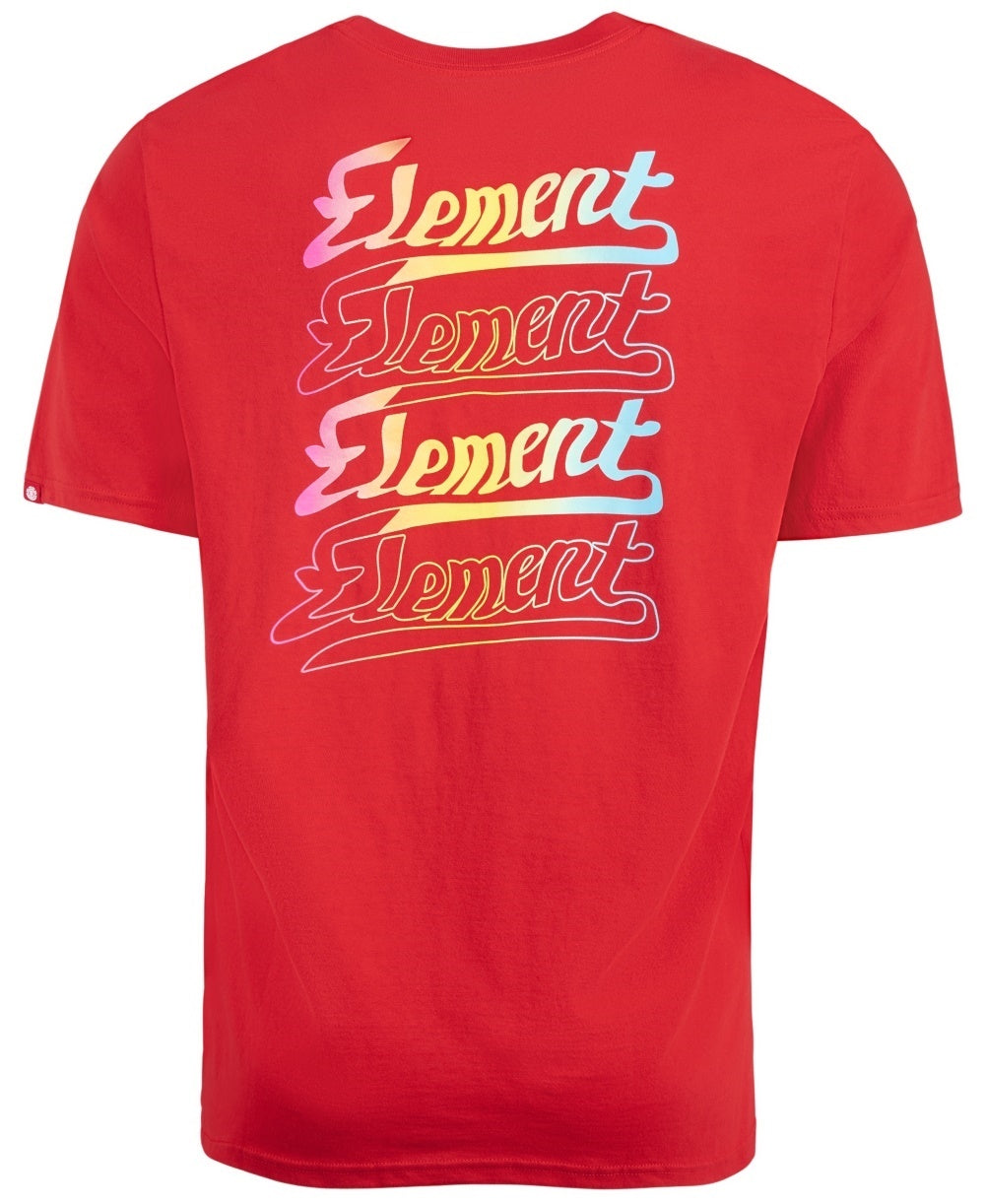Camiseta masculina Element Evanston com estampa gráfica e logotipo vermelho brilhante, tamanho grande