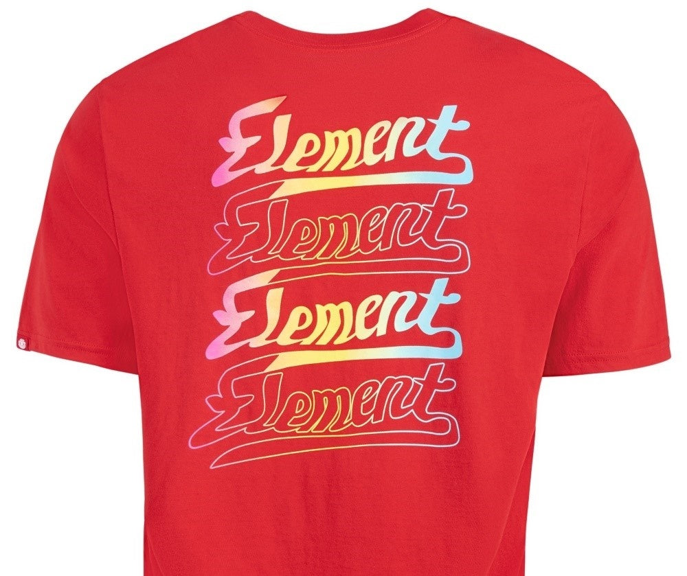 Camiseta masculina Element Evanston com estampa gráfica e logotipo vermelho brilhante, tamanho grande