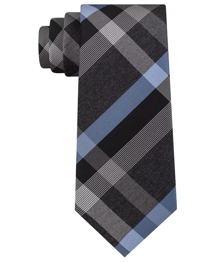 Gravata Slim Xadrez Rubi Masculina Kenneth Cole Reaction Azul Marinho Tamanho Regular