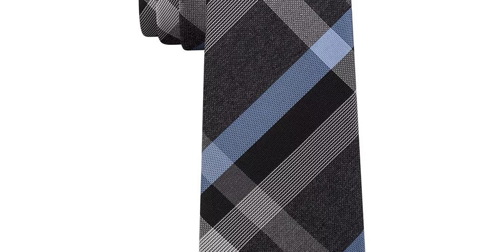 Gravata Slim Xadrez Rubi Masculina Kenneth Cole Reaction Azul Marinho Tamanho Regular
