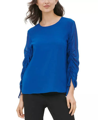 Blusa Calvin Klein Feminina Gola Redonda Manga Cordão Azul Tamanho XG