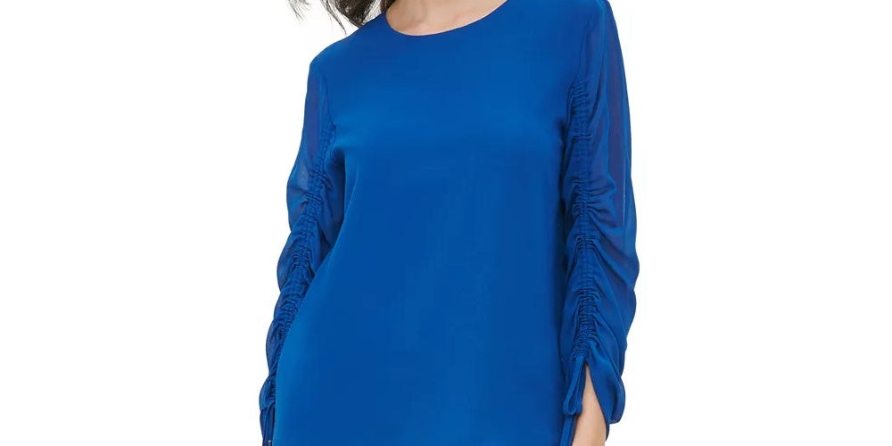 Blusa Calvin Klein Feminina Gola Redonda Manga Cordão Azul Tamanho XG