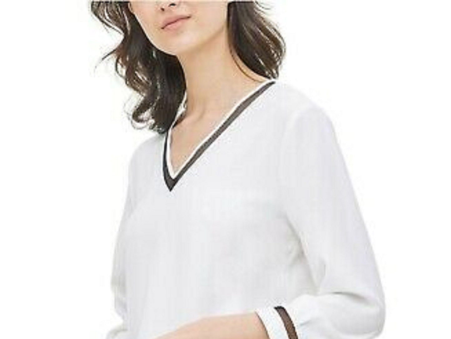 Blusa Calvin Klein Feminina Illusion-Trimmed Branca Tamanho Extra Grande