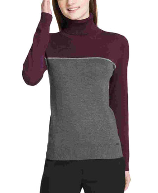Calvin Klein Suéter Feminino Color Block Manga Longa Gola Redonda Cinza Tamanho X-G