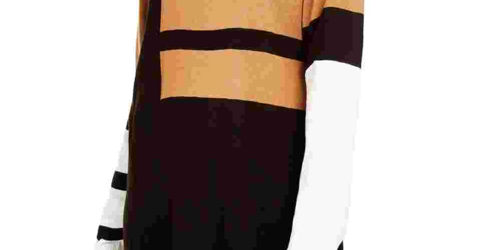 Calvin Klein Suéter Feminino Color Block Manga Longa Gola Redonda Carvão Tamanho P