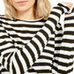 Blusa listrada feminina Michael Kors de manga comprida, branca, tamanho X-G