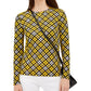 Blusa feminina xadrez manga comprida Michael Kors, amarela, tamanho pequeno