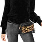 Suéter feminino Michael Kors com gola redonda, todo preto, tamanho extragrande