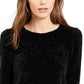 Suéter feminino Michael Kors com gola redonda, todo preto, tamanho extragrande