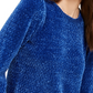 Suéter feminino Michael Kors de chenille com manga balão, azul, tamanho XX-G