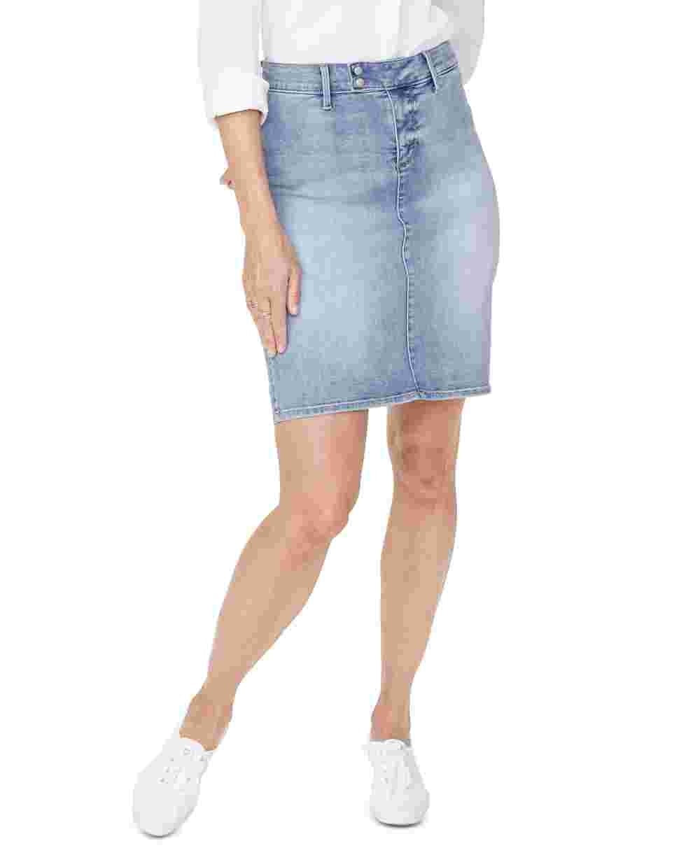 Saia jeans feminina NYDJ com cintura alta, azul, tamanho 16