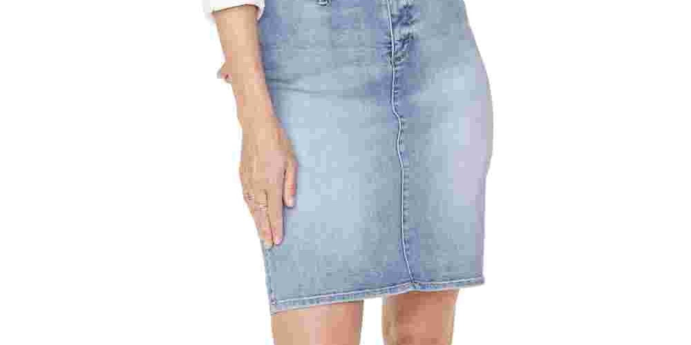 Saia jeans feminina NYDJ com cintura alta, azul, tamanho 16