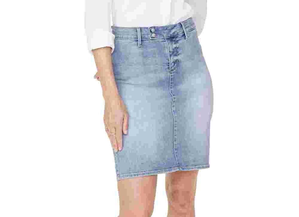 Saia jeans feminina NYDJ com cintura alta, azul, tamanho 16