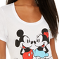 Camiseta com estampa gráfica do Mickey e Minnie Mouse da Disney Juniors, tamanho grande, branca