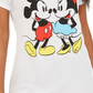 Camiseta com estampa gráfica do Mickey e Minnie Mouse da Disney Juniors, tamanho grande, branca
