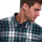 Camisa xadrez masculina Barbour Highland, verde, tamanho médio