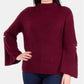 Suéter feminino NY Collection com manga sino e gola alta, vinho, tamanho grande