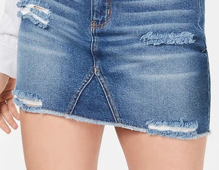 Minissaia jeans rasgada Tinseltown Juniors, azul médio, tamanho 1