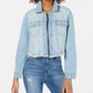 Jaqueta jeans curta com acabamento cru da Tinseltown Juniors, azul brilhante, tamanho pequeno