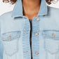 Jaqueta jeans curta com acabamento cru da Tinseltown Juniors, azul brilhante, tamanho pequeno