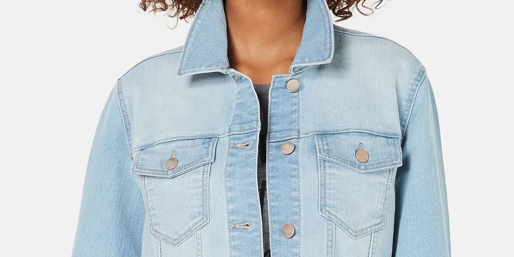 Jaqueta jeans curta com acabamento cru da Tinseltown Juniors, azul brilhante, tamanho pequeno