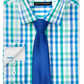 Conjunto de camisa social xadrez e gravata texturizada Nick Graham masculina slim fit, elástica e fácil de cuidar, verde, tamanho 15x34-35