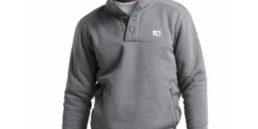 Suéter masculino The North Face Sherpa Patrol com botões de pressão e gola alta, cinza, tamanho pequeno