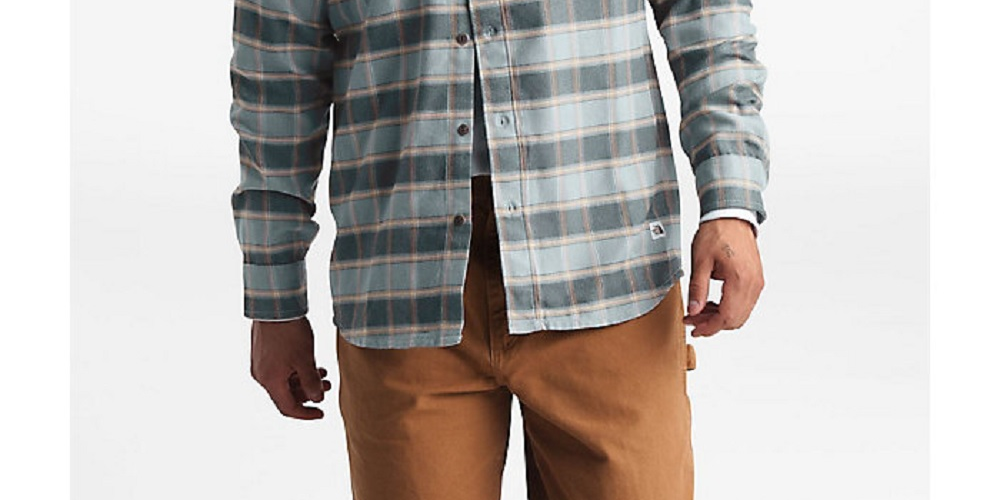 Camisa de flanela xadrez Thermocore masculina The North Face com botões e manga comprida, cinza, tamanho pequeno