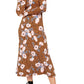 Vestido feminino retrô com estampa mista e romance, marrom, tamanho grande