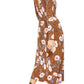Vestido feminino retrô com estampa mista e romance, marrom, tamanho grande