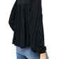 Blusa de malha canelada Devin feminina Free People, preta, tamanho pequeno