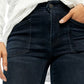 Calça jeans skinny feminina Free People azul marinho com bolso e zíper, tamanho 30