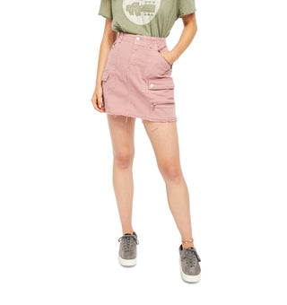 Mini saia lápis feminina com zíper rosa Free People, roxa, tamanho 29