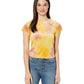 Camiseta feminina de veludo Bright Eyes da Free People, combinação Sunshine, amarela, tamanho médio