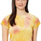 Camiseta feminina de veludo Bright Eyes da Free People, combinação Sunshine, amarela, tamanho médio