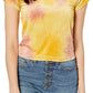 Camiseta feminina de veludo Bright Eyes da Free People, combinação Sunshine, amarela, tamanho médio