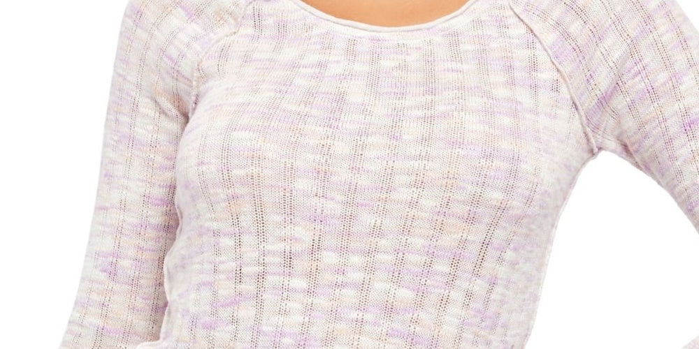 Blusa feminina Free People rosa de manga comprida e decote redondo, tamanho pequeno