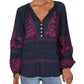 Blusa feminina Persuasion Cotton Boho Peasant da Free People, azul marinho, tamanho pequeno