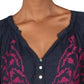 Blusa feminina Persuasion Cotton Boho Peasant da Free People, azul marinho, tamanho pequeno