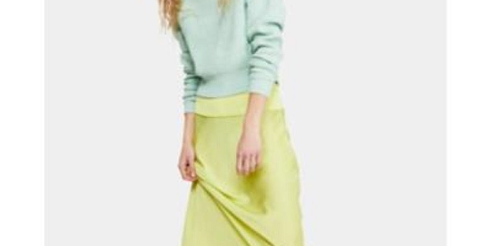 Saia de cetim com corte enviesado Normani da Free People para mulheres, verde, tamanho 6