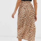Saia midi com estampa de leopardo Normani da Free People, corte enviesado, marrom, tamanho 12