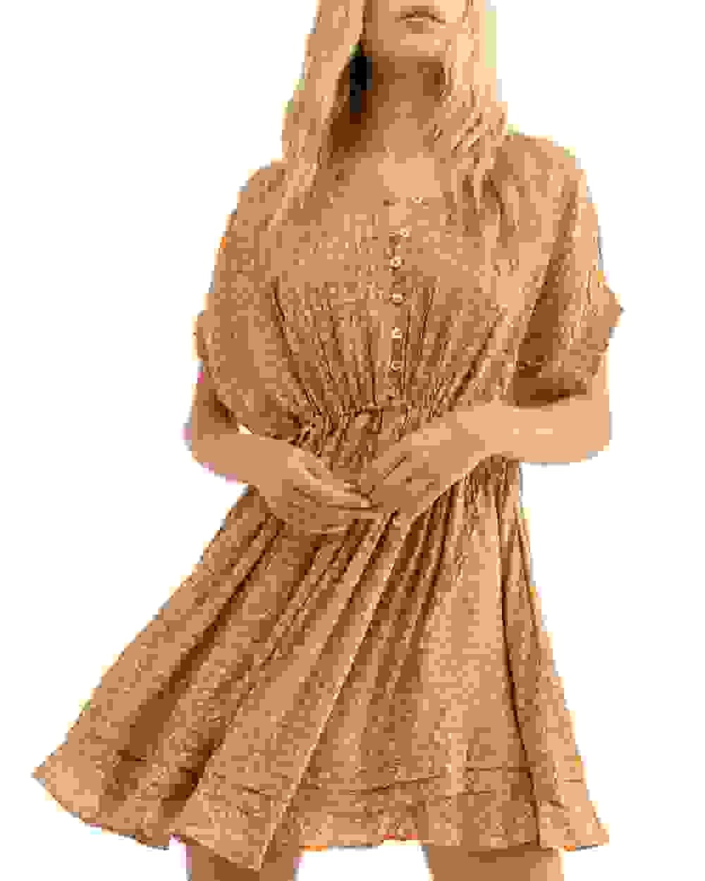 Vestido curto feminino One Fine Day com estampa floral, marrom, tamanho médio, da Free People