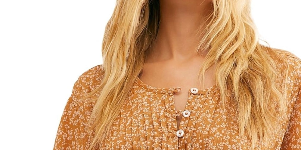 Vestido casual feminino One Fine Day da Free People, estampado, com cinto, marrom, tamanho extragrande