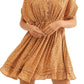 Vestido casual feminino One Fine Day da Free People, estampado, com cinto, marrom, tamanho extragrande