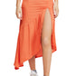 Saia feminina Lola com fenda assimétrica Free People, laranja brilhante, tamanho 6