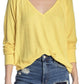 Camiseta térmica feminina Santa Clara da Free People, amarela, tamanho pequeno