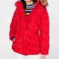 Casaco acolchoado com capuz e acabamento falso Madden Girl Junior, vermelho, tamanho X-S