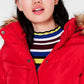 Casaco acolchoado com capuz e acabamento falso Madden Girl Junior, vermelho, tamanho X-S