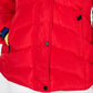 Casaco acolchoado com capuz e acabamento falso Madden Girl Junior, vermelho, tamanho X-S